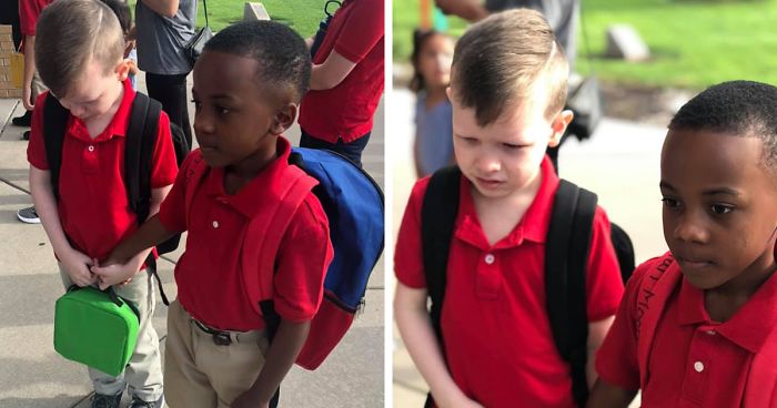 classmates holding hands autism first day of school courtney moore fb2 png 700