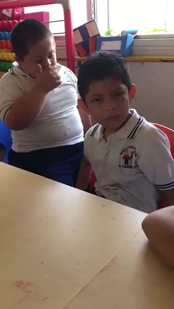 boy down syndrome crying classmate autism video 1 5de94448aabb7 700