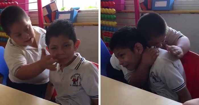 boy down syndrome crying classmate autism video fb4 png 700